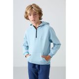 Tommy Life Açık Mavi Pamuklu Kalın İçi Tüylü Yumuşak Dokulu Standart Fit Nakışlı Erkek Çocuk Sweatshirt - 11244