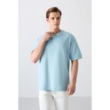 Tommy Life Açık Mavi Pamuklu Kalın Yumuşak Dokulu Oversize Fit Baskılı Erkek T-Shirt - 88320