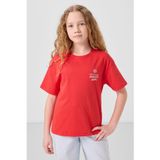 TOMMY LIFE Açık Yeşil Pamuklu O Yaka Oversize Fit Baskılı Kız Çocuk T-Shirt, T17KG-75178