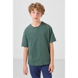 TOMMY LIFE Açık Yeşil Pamuklu Yumuşak Dokulu Oversize Basic Erkek Çocuk T-shirt - 11297