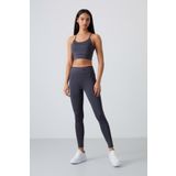 TOMMY LIFE Antrasit Esnek Standart Fit Performans Kadın Tayt Takım - 95333