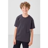TOMMY LIFE Antrasit Pamuklu Yumuşak Dokulu Oversize Baskılı Erkek Çocuk T-Shirt - 11301