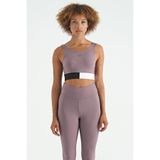TOMMY LIFE Antrasit Renk Bloklu Fitilli Kadın Spor Büstiyer, T13BY-97275