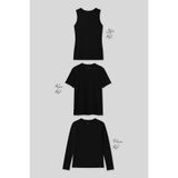 TOMMY LIFE Basic O Yaka 3’lü Paket Siyah Kadın T-Shirt