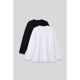 TOMMY LIFE Basic O Yaka Büyük Beden 2li Paket Siyah - Beyaz Erkek T-Shirt - 88107 - 4XL