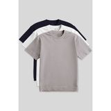 Tommy Life Basic O Yaka Büyük Beden 3lü Paket Beyaz-Lacivert-Koyu Bej Erkek T-Shirt 88072 - Beyaz - Lacivert - Bej - 4XL