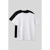 TOMMY LIFE Baskılı Rahat Form 2li Paket Siyah-Beyaz Büyük Beden Erkek T-Shirt - 88472 - Siyah - Beyaz - 3XL
