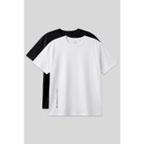 TOMMY LIFE Baskılı Rahat Form 2li Paket Siyah-Beyaz Büyük Beden Erkek T-Shirt - 88472