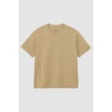 Tommy Life Bej Baskılı O Yaka Rahat Form Battal Büyük Beden Erkek T-Shirt - 88472 - 5XL