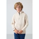 Tommy Life Bej Pamuklu Kalın İçi Tüylü Yumuşak Dokulu Standart Fit Nakışlı Erkek Çocuk Sweatshirt - 11244