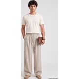 TOMMY LIFE Bej Pileli Dokuma Palazzo Erkek Pantolon - 82201