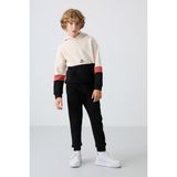 Tommy Life Bej-Siyah Pamuklu Kalın İçi Tüylü Standart Fit Nakışlı Erkek Çocuk Eşofman Takım - 11255 - Bej - Siyah - 7 - 8 Yaş