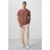 TOMMY LIFE Bej Yüzeyi Dokulu Rahat Form Palazzo Erkek Pantolon - 82163, Bej, S