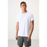 Tommy Life Beyaz Nefes Alan Dokulu İnce Esnek Standart Fit Erkek Performans T-Shirt - 88388 - 2XL