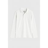 TOMMY LIFE Beyaz Polo Yaka Basic Uzun Kollu Erkek Çocuk T-Shirt - 11170