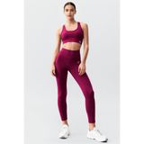 Tommy Life Bordo Yüksek Bel Toparlayıcı Çapraz Sırt Detaylı Slim Fit Kadın Tayt Takım - 95283