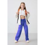 TOMMY LIFE Eflatun Cepli Ön Dikiş Detaylı Geniş Paça Kız Çocuk Eşofman Altı -75144