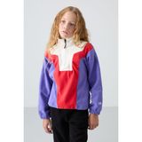 Tommy Life Eflatun Kalın Yumuşak Dokulu Oversize Nakışlı Polar Kız Çocuk Sweatshirt - 75153 - 14 - 15 Yaş