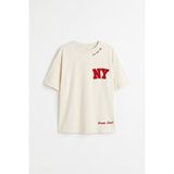 Tommy Life Ekru Oversize Kısa Kollu Baskılı Kız Çocuk T-Shirt - 75174 - 13 - 14 Yaş