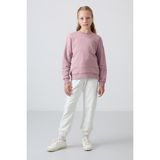 Tommy Life Ekru Pamuklu İçi Tüylü Yumuşak Dokulu Standart Fit Nakışlı Kız Çocuk Eşofman Alt - 75158 - 7 - 8 Yaş