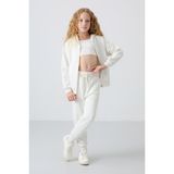 Tommy Life Ekru Pamuklu İçi Tüylü Yumuşak Dokulu Standart Fit Nakışlı Kız Çocuk Eşofman Takım - 75148 - 6 - 7 Yaş