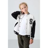 Tommy Life Ekru Pamuklu İçi Tüylü Yumuşak Dokulu Standart Fit Nakışlı Kız Çocuk Kolej Ceket - 75163 - 7 - 8 Yaş