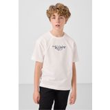 TOMMY LIFE Ekru Pamuklu Yumuşak Dokulu Oversize Baskılı Erkek Çocuk T-Shirt - 11285