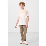 TOMMY LIFE Ekru Pamuklu Yumuşak Dokulu Oversize Fit Nakışlı Erkek Çocuk T-shirt - 11290