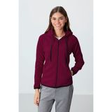 TOMMY LIFE Erguvan Kalın Yumuşak Dokulu Kapüşonlu Standart Fit Nakışlı Polar Kadın Sweatshirt -97287