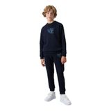 TOMMY LIFE Erkek Çocuk Eşofman Takımı, Lacivert, Pamuklu, Kalın İçi Tüylü, Standart Fit, Baskılı, 9-10 Yaş
