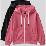 TOMMY LIFE Fermuarlı Pamuklu 2li Paket Siyah-Yaban Gülü Kız Çocuk Sweatshirt - 75149