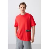 Tommy Life Fiesta Pamuklu Kalın Yumuşak Dokulu Oversize Fit Baskılı Erkek T-Shirt - 88322 - Kırmızı - XL