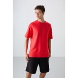 Tommy Life Fiesta Pamuklu Kalın Yumuşak Dokulu Oversize Fit Baskılı Erkek T-Shirt - 88324 - 105 - Kırmızı