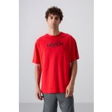 TOMMY LIFE Fiesta Pamuklu Kalın Yumuşak Dokulu Oversize Fit Baskılı Erkek T-Shirt - 88329