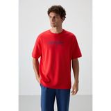 TOMMY LIFE Fiesta-parlament Pamuklu Kalın Yumuşak Dokulu Oversize Fit Baskılı Erkek T-shirt - 88320