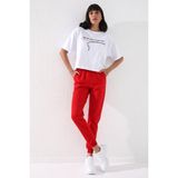 Tommy Life Fiesta Yüksek Bel Jogger Rahat Form Manşetli Kadın Eşofman Alt - 94561 - Kırmızı