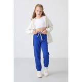 Tommy Life Gece Mavi Pamuklu İçi Tüylü Yumuşak Dokulu Standart Fit Nakışlı Kız Çocuk Eşofman Alt - 75158 - 8 - 9 Yaş