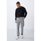 Tommy Life Gri Melanj Bağcıklı Cepli Standart Kalıp Klasik Paça Erkek Eşofman Alt - 84682 - Gb Melanj