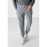 Tommy Life Gri Melanj Fermuar Cepli Standart Kalıp Jogger Erkek Eşofman Alt - 84587