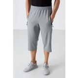 TOMMY LIFE Gri Melanj Fermuar Cepli Standart Kalıp Klasik Paça Erkek Kapri 83090