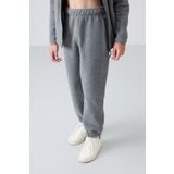 Tommy Life Gri Melanj Kalın Yumuşak Dokulu Standart Fit Nakışlı Polar Kız Çocuk Eşofman Alt - 75155