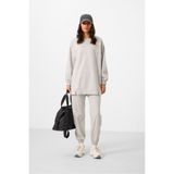 TOMMY LIFE Gri Melanj O Yaka Basic Oversize Kadın Eşofman Tunik Takım - 95347