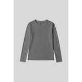 TOMMY LIFE Gri Melanj O Yaka Standart Fit Uzun Kollu Basic Kadın T-Shirt - 97312
