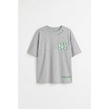Tommy Life Gri Melanj Oversize Kısa Kollu Baskılı Kız Çocuk T-Shirt - 75174 - G1 Melanj - 8 - 9 Yaş