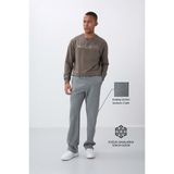 Tommy Life Gri Melanj Pamuklu Kalın Içi Tüylü Yumuşak Dokulu Oversize Nakışlı Erkek Eşofman Altı -82146 - Gb Melanj