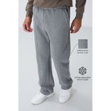 Tommy Life Gri Melanj Pamuklu Kalın Içi Tüylü Yumuşak Dokulu Oversize Nakışlı Erkek Eşofman Altı -82146 - Gb Melanj