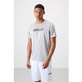 TOMMY LIFE Gri Nefes Alan Dokulu Ince Esnek Standart Fit Erkek Performans T-shirt - 88385