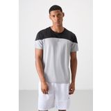 TOMMY LIFE Gri Nefes Alan Dokulu Ince Esnek Standart Fit Erkek Performans T-shirt - 88386