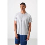 Tommy Life Gri Nefes Alan Dokulu İnce Esnek Standart Fit Erkek Performans T-Shirt - 88391 - 2XL