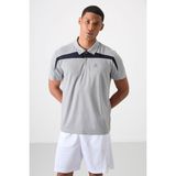 TOMMY LIFE Gri Nefes Alan Dokulu Ince Esnek Standart Fit Polo Yaka Erkek Performans T-shirt - 88392